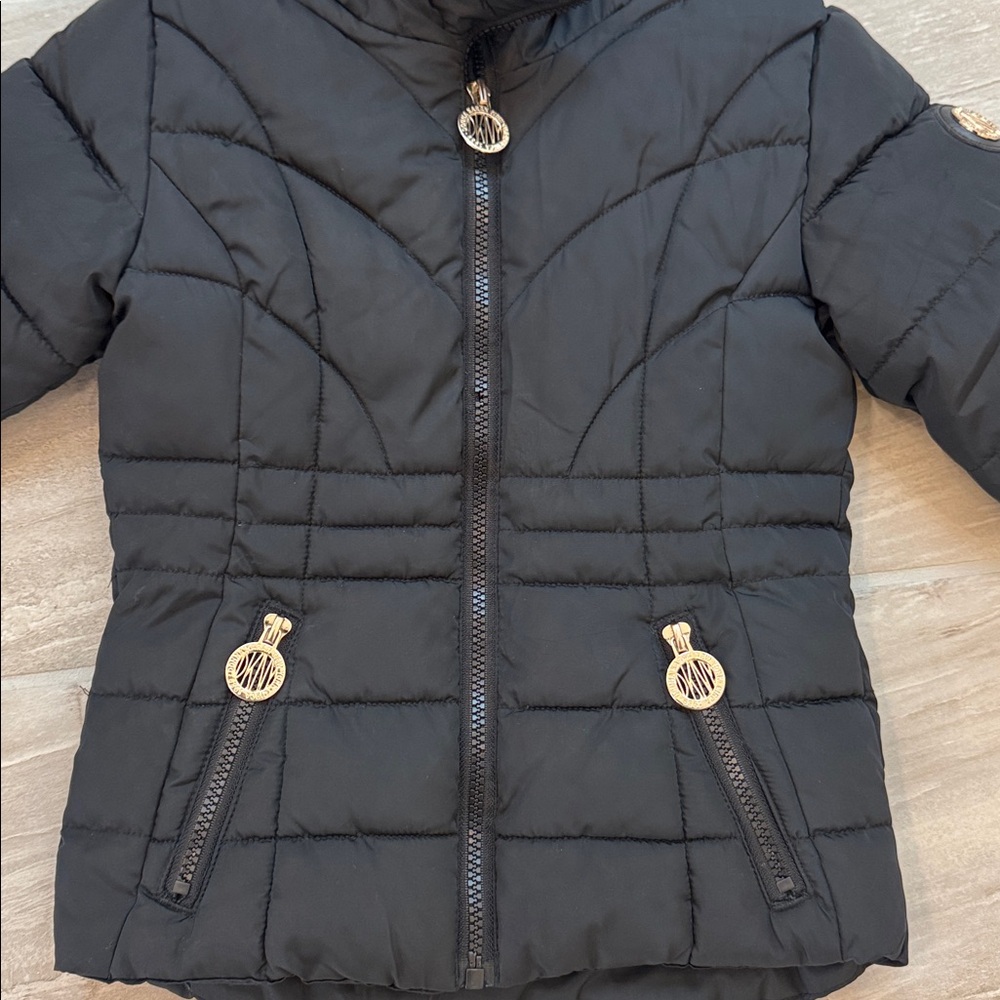 DKNY Girls 4 Hooded Winter Puffer Coat Full Zip Fleece Lined Warm Pockets‎ - Picture 3 of 14